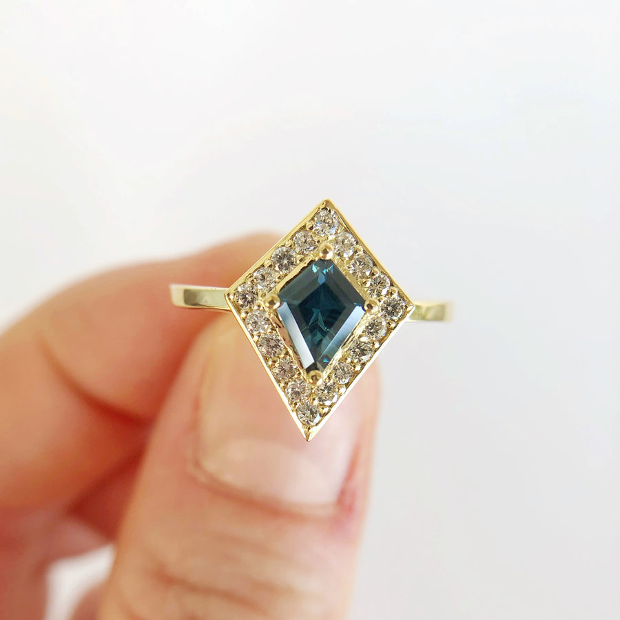 Kite Sapphire and Diamond Ring