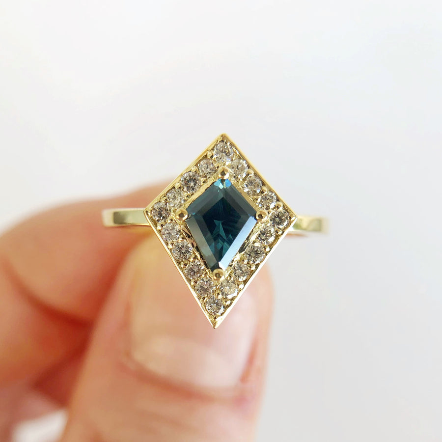 Kite Sapphire and Diamond Ring