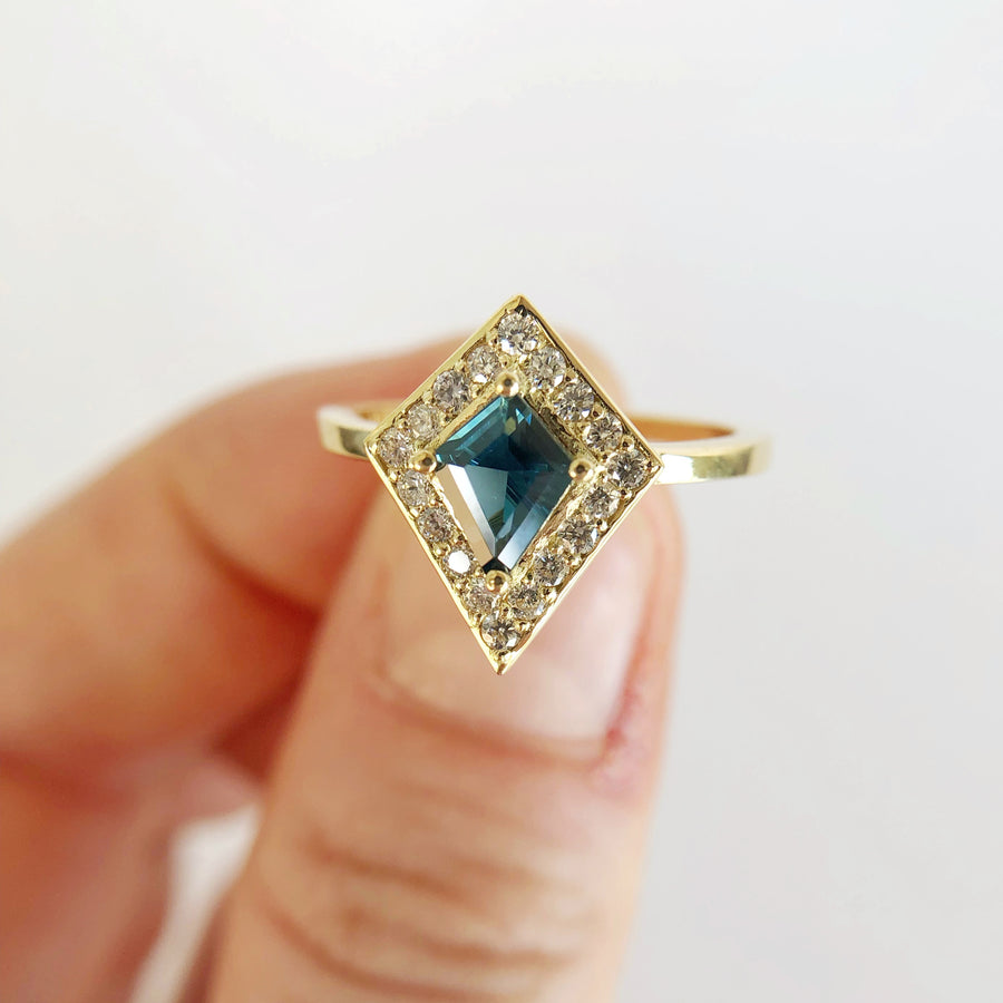 Kite Sapphire and Diamond Ring