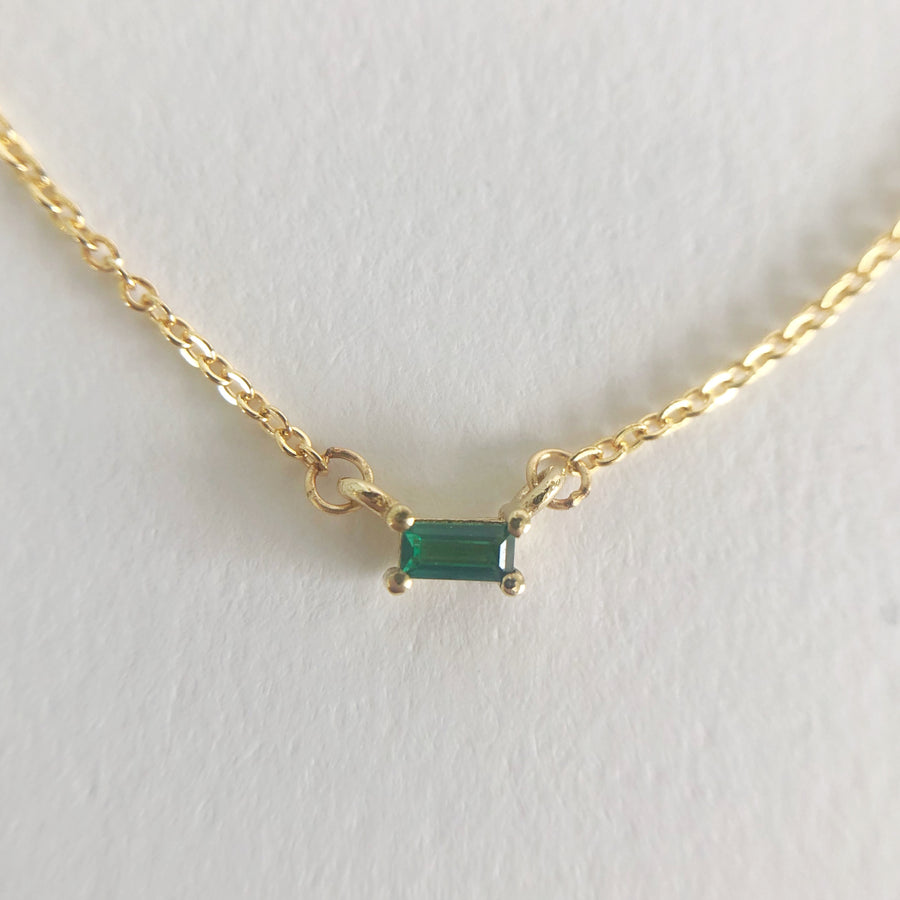 Baguette Emerald Double Hung Claw Necklace