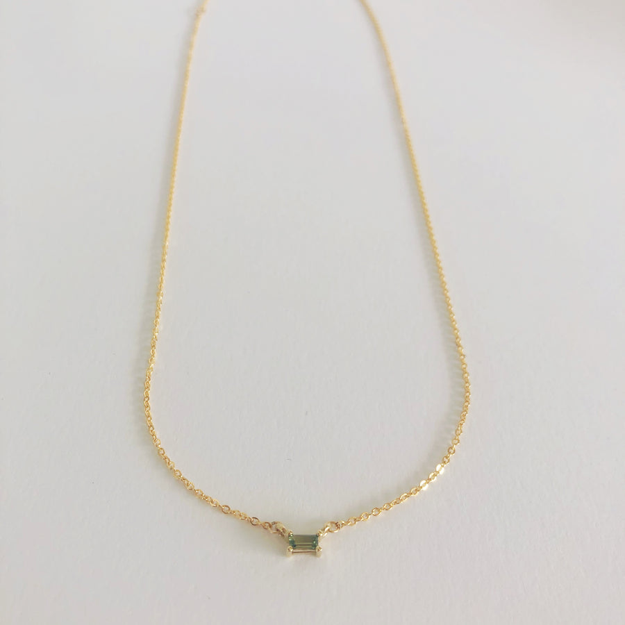 Baguette Sapphire Double Hung Claw Necklace