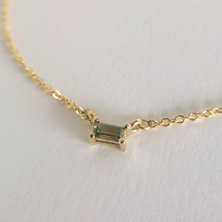 Baguette Sapphire Double Hung Claw Necklace