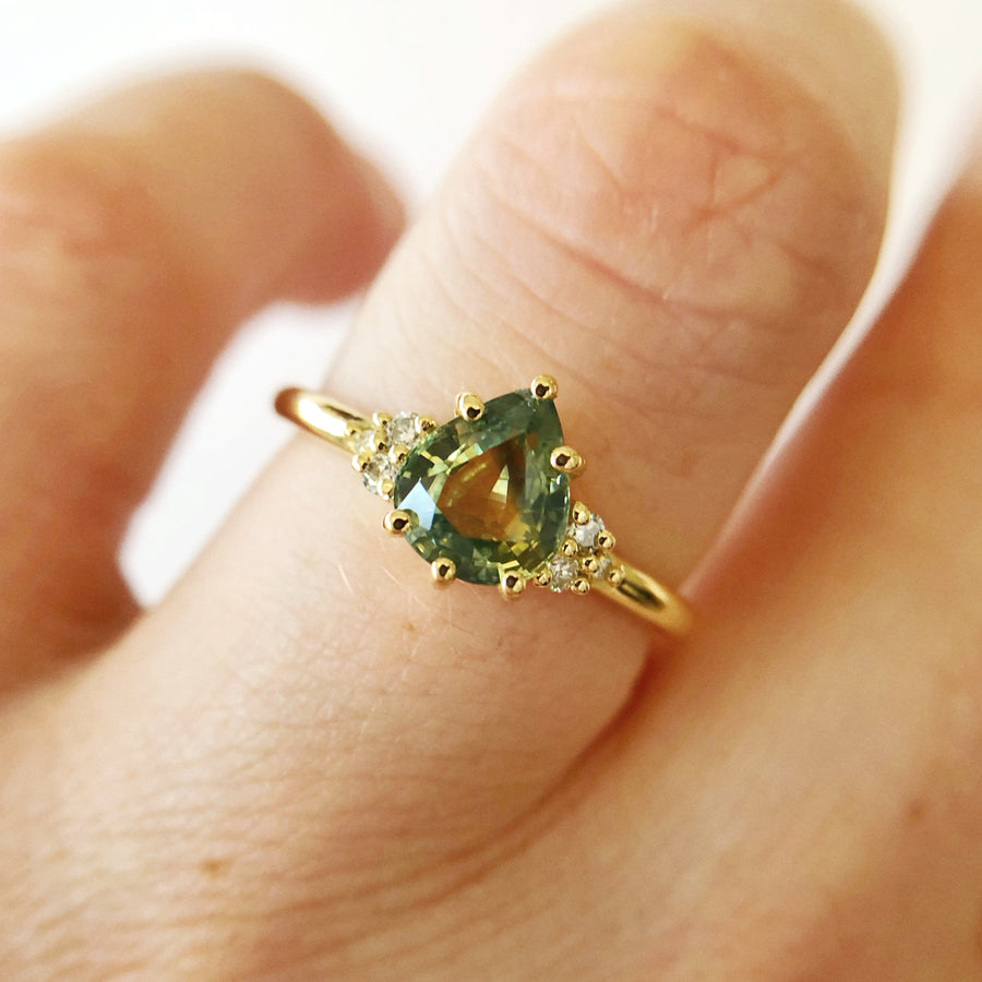 Sadie Pear Parti Sapphire Ring 2 with Diamonds