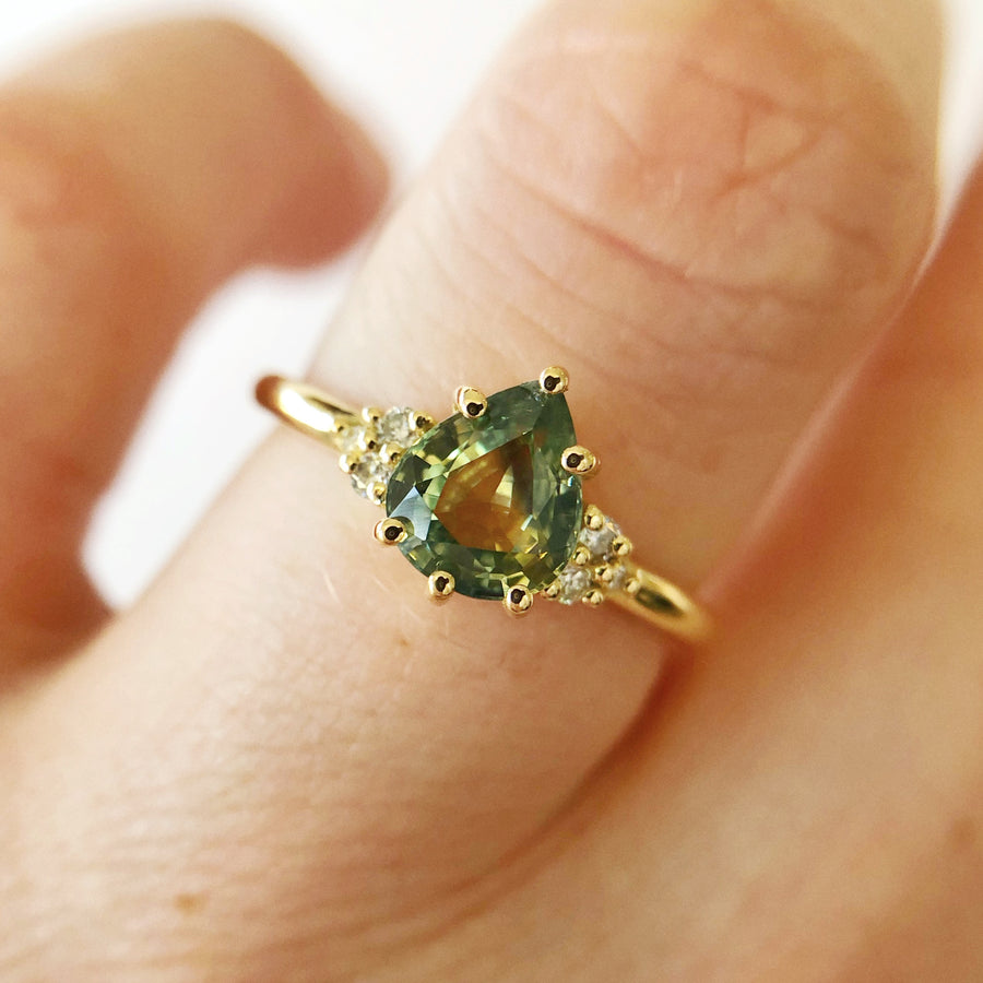Sadie Pear Parti Sapphire Ring 2 with Diamonds