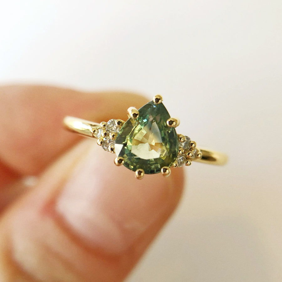 Sadie Pear Parti Sapphire Ring 2 with Diamonds