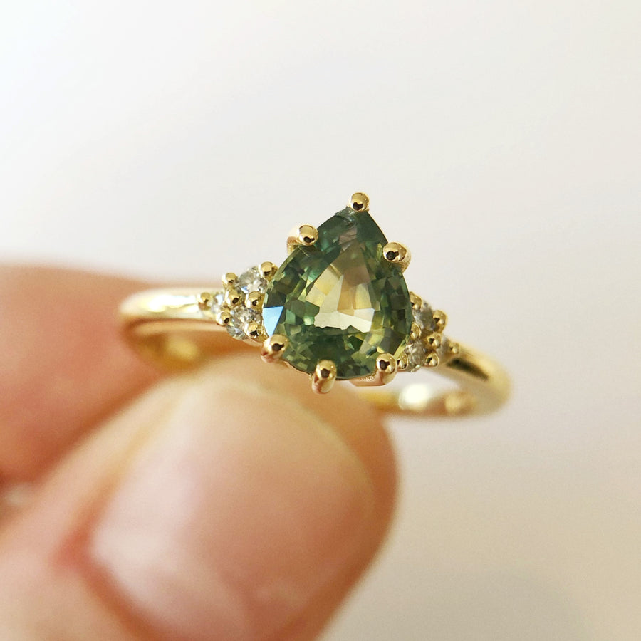 Sadie Pear Parti Sapphire Ring 2 with Diamonds