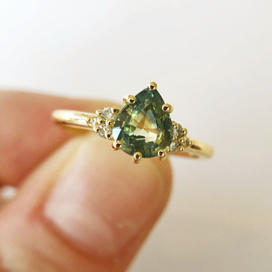Sadie Pear Parti Sapphire Ring 2 with Diamonds