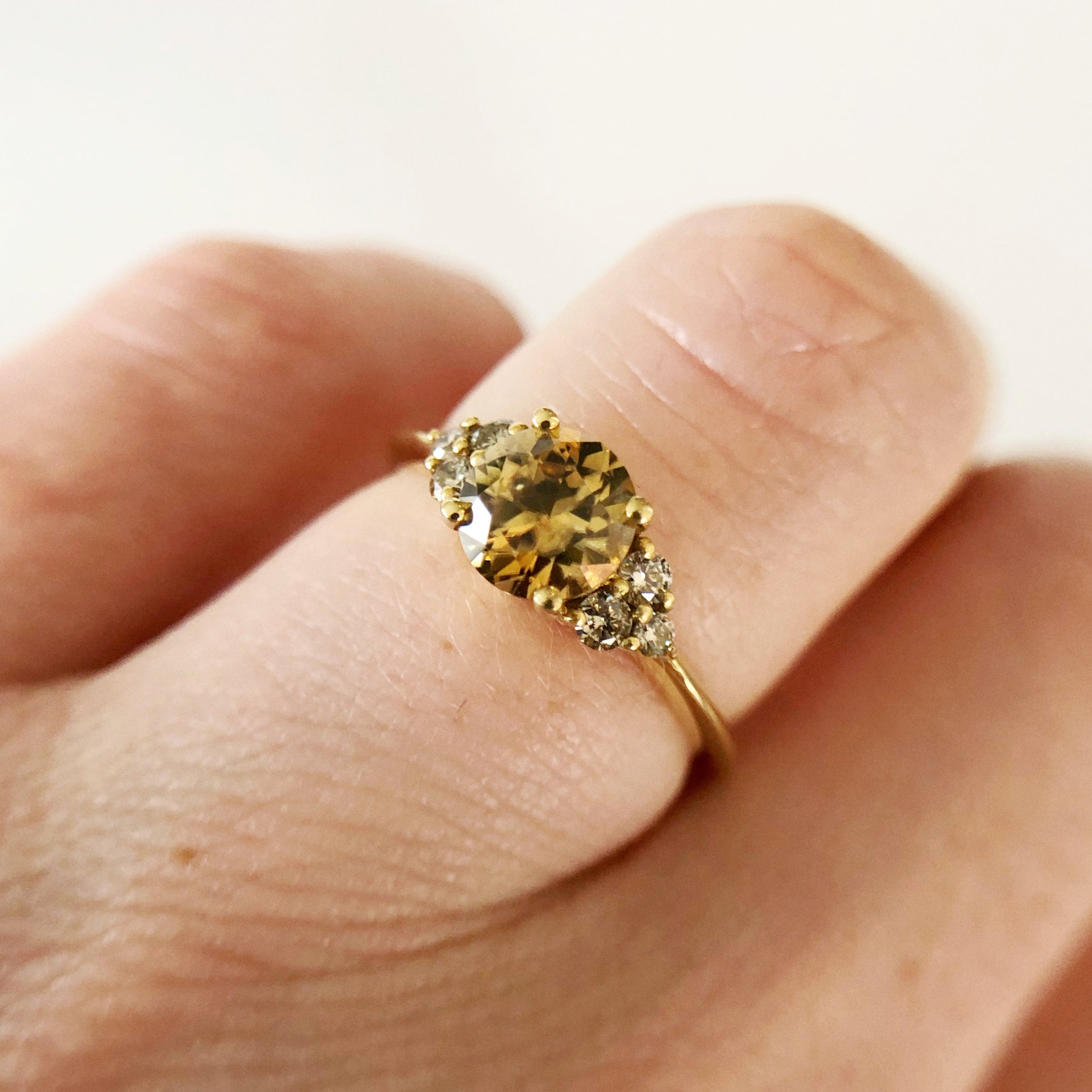 Australian Champagne Zircon w/ Champagne Diamonds Juliet Ring