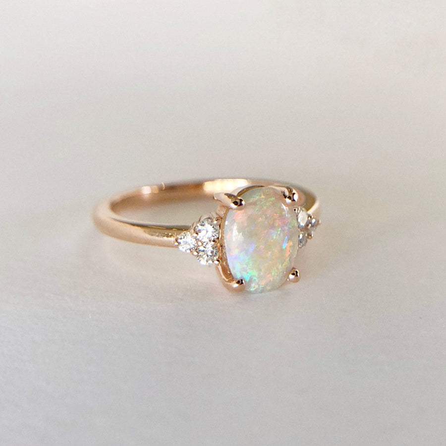 Lightning Ridge Opal Ring with Diamonds