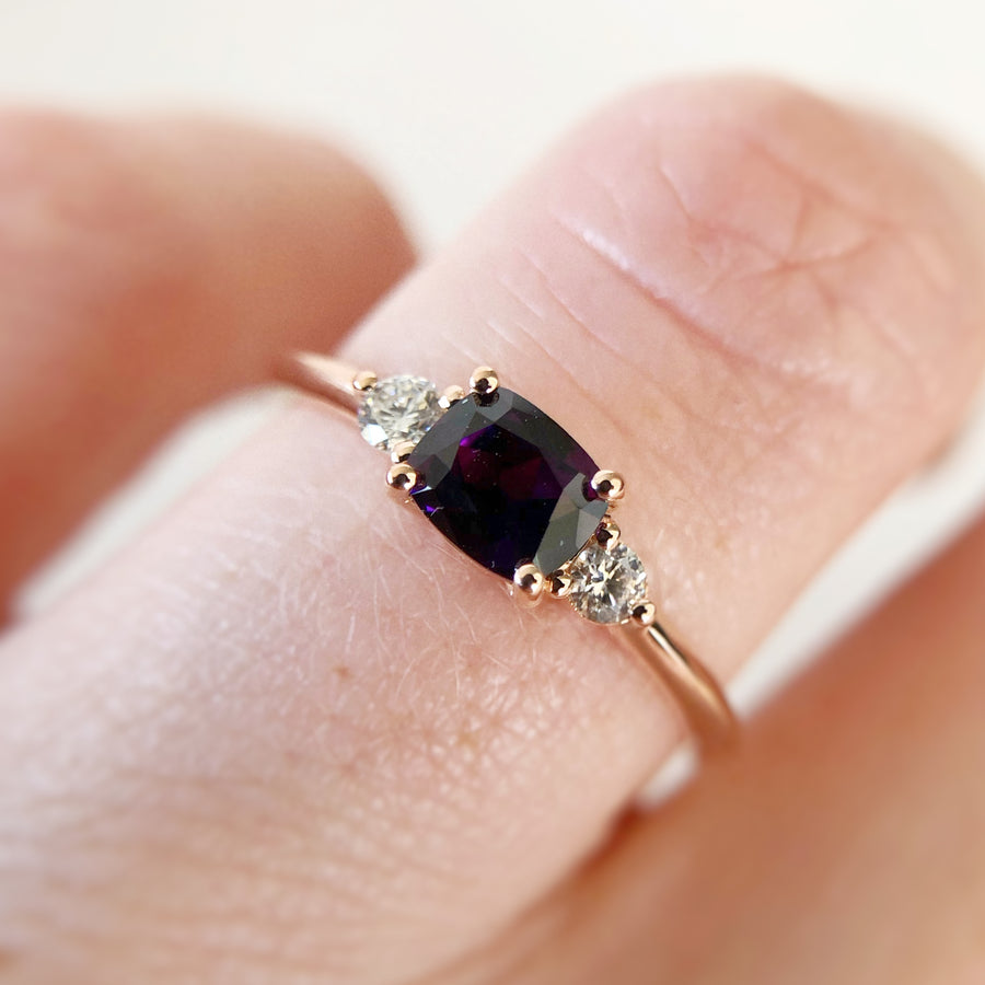 Magenta Sapphire Ring with Diamonds