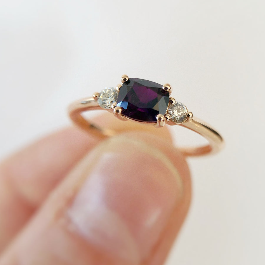 Magenta Sapphire Ring with Diamonds