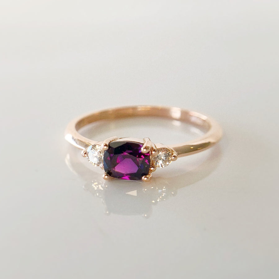 Magenta Sapphire Ring with Diamonds