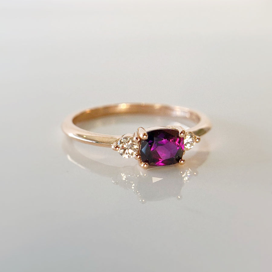 Magenta Sapphire Ring with Diamonds