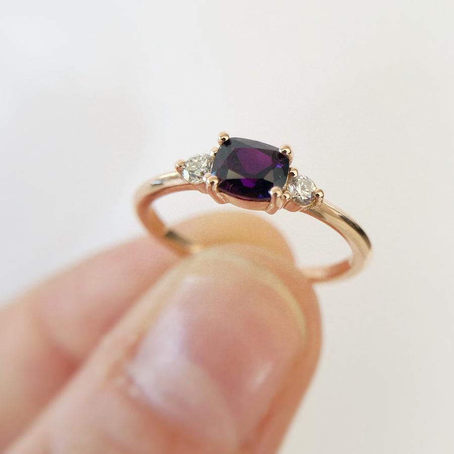 Magenta Sapphire Ring with Diamonds