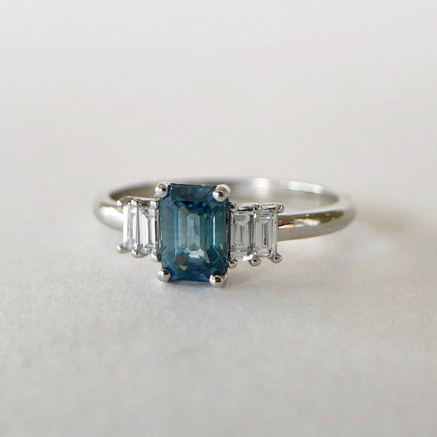 Montana Sapphire Deco Ring with Diamonds