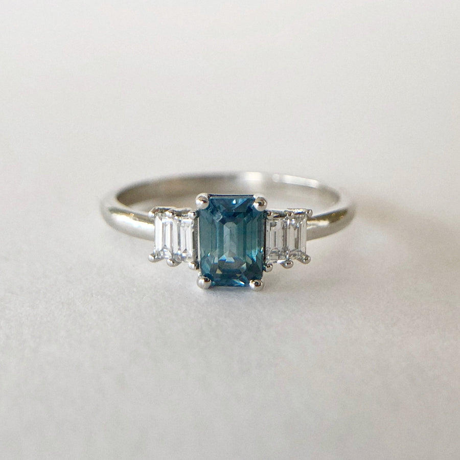 Montana Sapphire Deco Ring with Diamonds