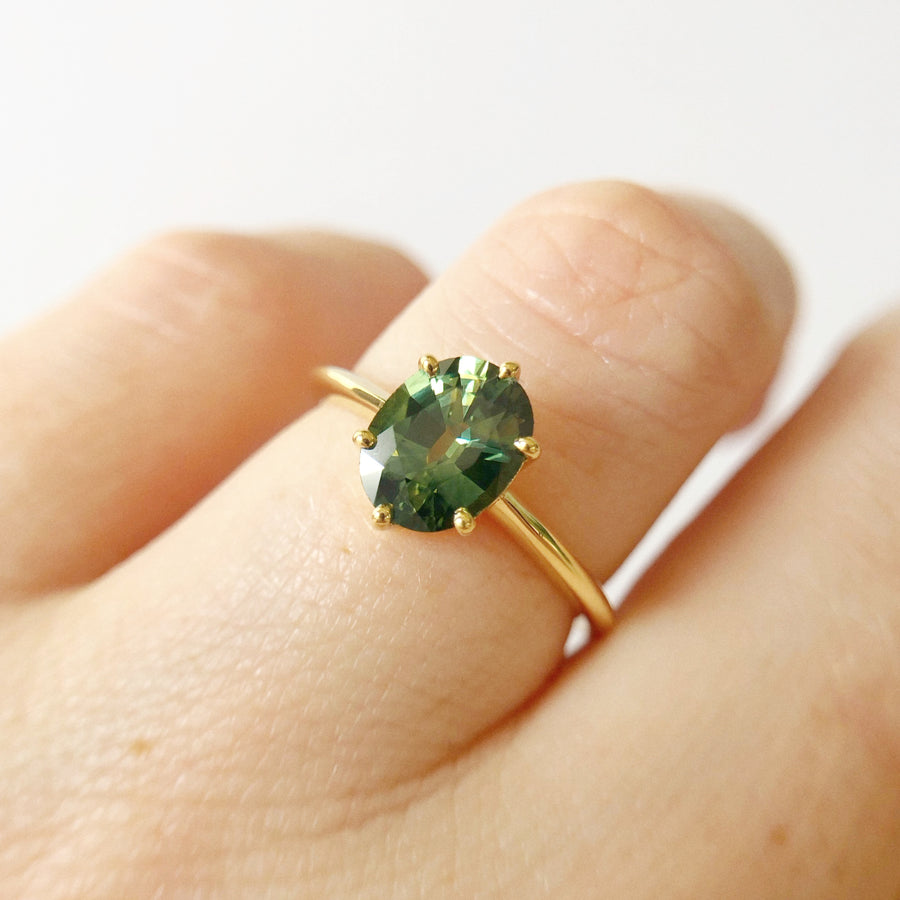 Oval Solitaire Australian Parti Sapphire Ring 1
