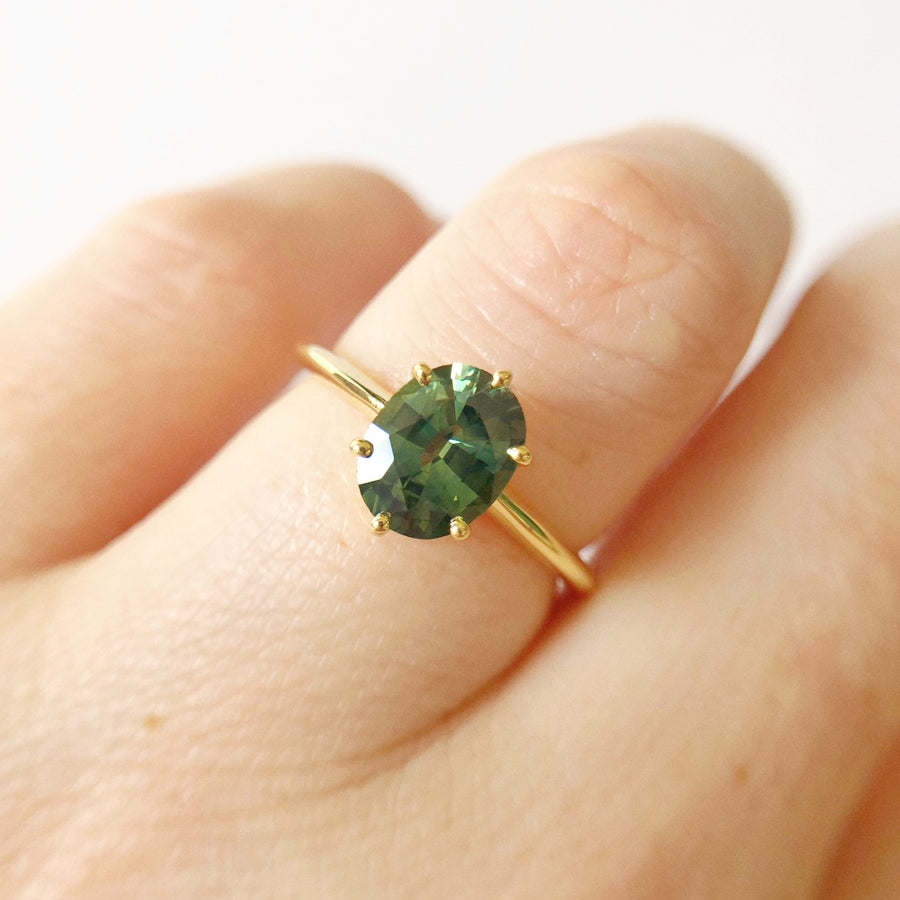 Oval Solitaire Australian Parti Sapphire Ring 1