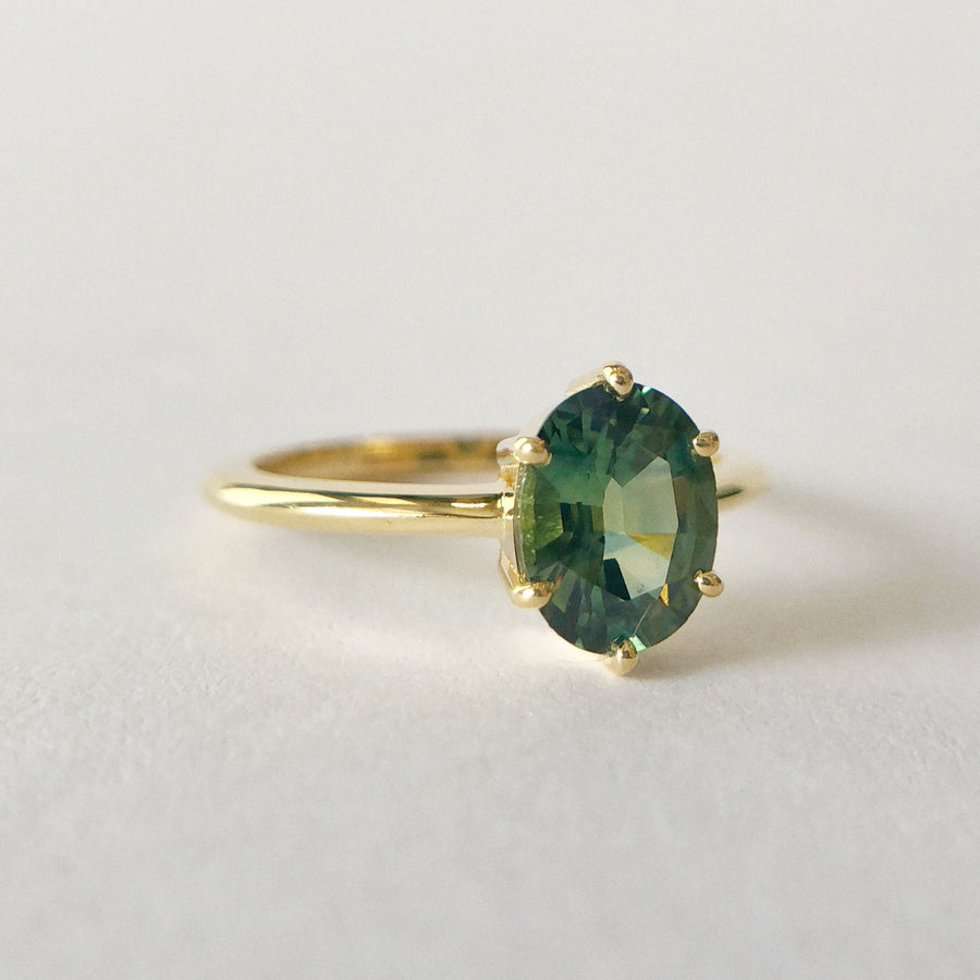 Oval Solitaire Australian Parti Sapphire Ring 1