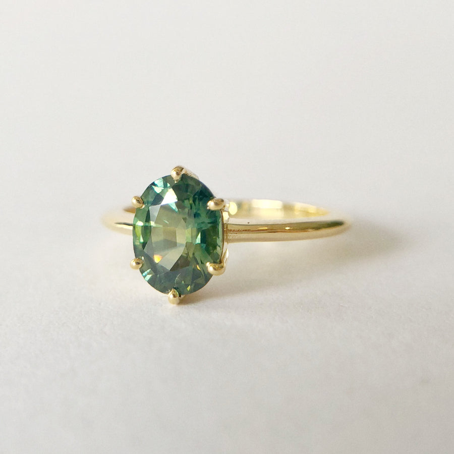 Oval Solitaire Australian Parti Sapphire Ring 1