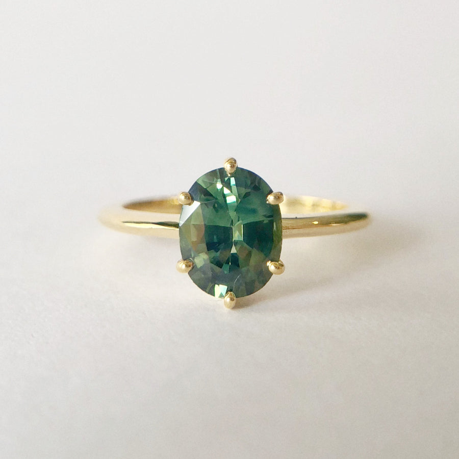 Oval Solitaire Australian Parti Sapphire Ring 1
