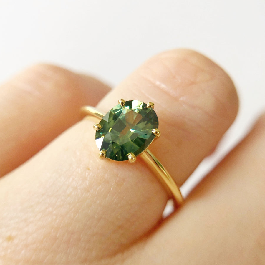 Oval Solitaire Australian Parti Sapphire Ring 1