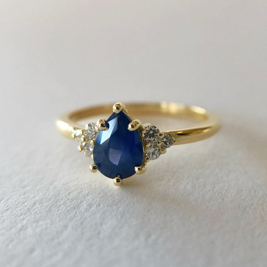 Sadie Pear Australian Sapphire Ring with Diamonds