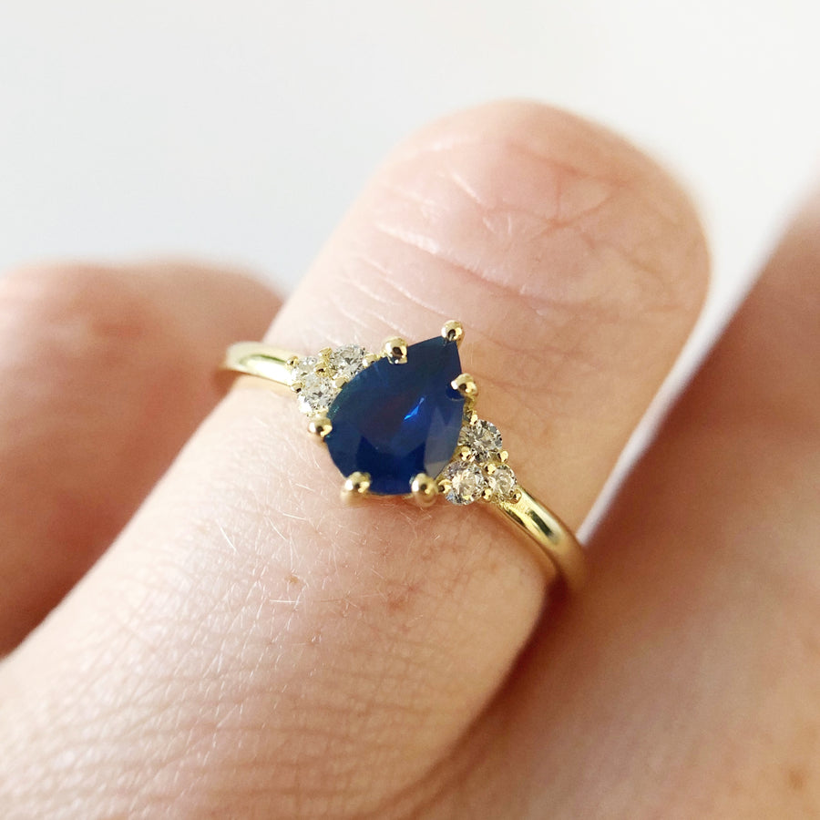 Sadie Pear Australian Sapphire Ring with Diamonds
