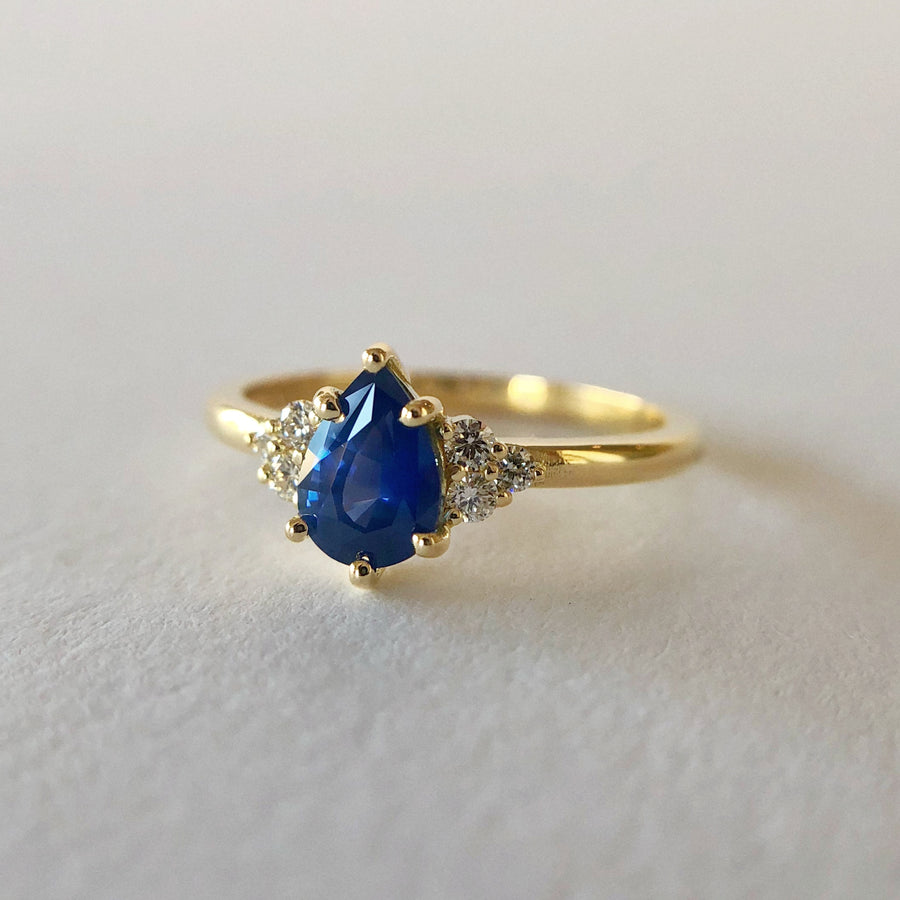 Sadie Pear Australian Sapphire Ring with Diamonds