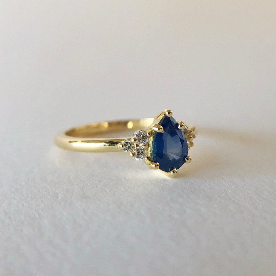 Sadie Pear Australian Sapphire Ring with Diamonds