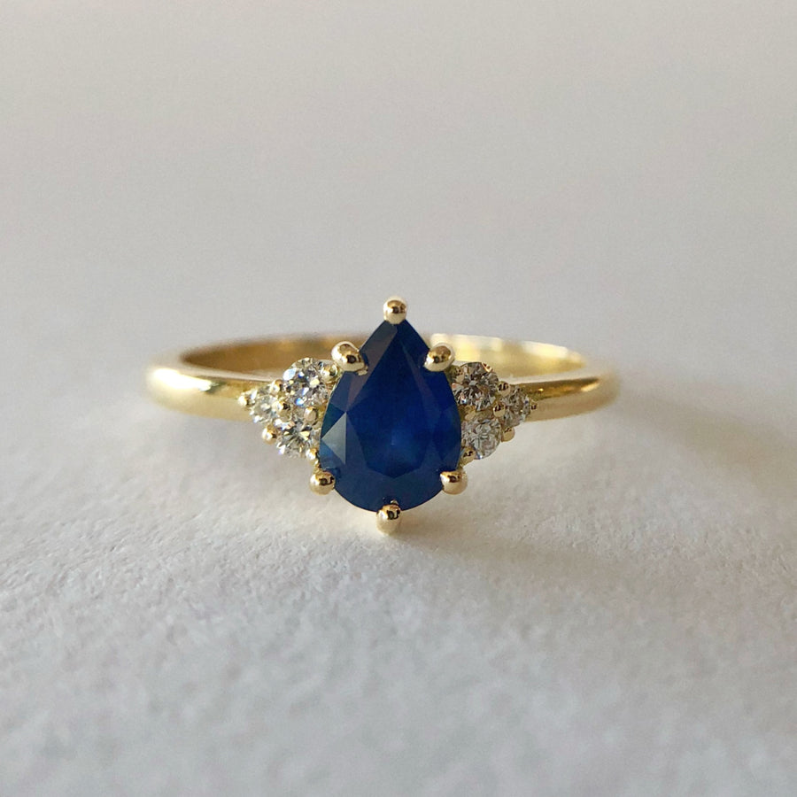 Sadie Pear Australian Sapphire Ring with Diamonds