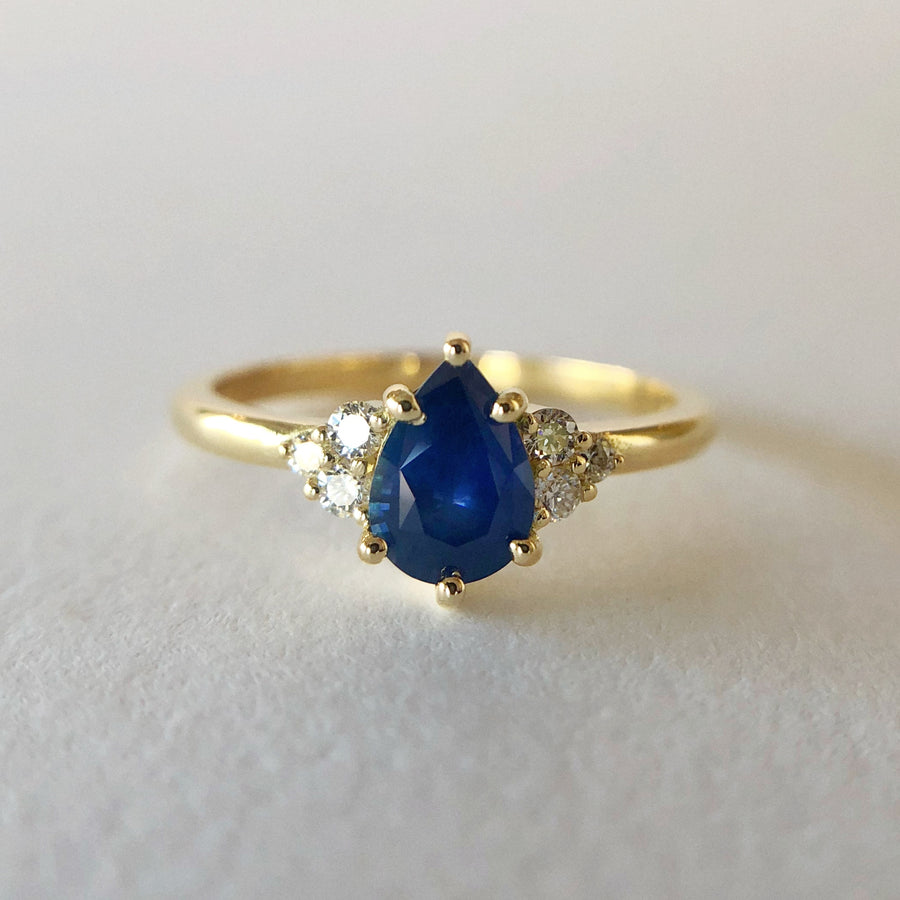 Sadie Pear Australian Sapphire Ring with Diamonds