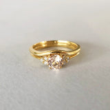 Petite Juliet Ring with Peach Pink Sapphire in Yellow Gold