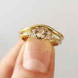 Petite Juliet Ring with Peach Pink Sapphire in Yellow Gold
