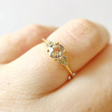 Petite Juliet Ring with Peach Pink Sapphire in Yellow Gold
