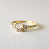 Petite Juliet Ring with Peach Pink Sapphire in Yellow Gold