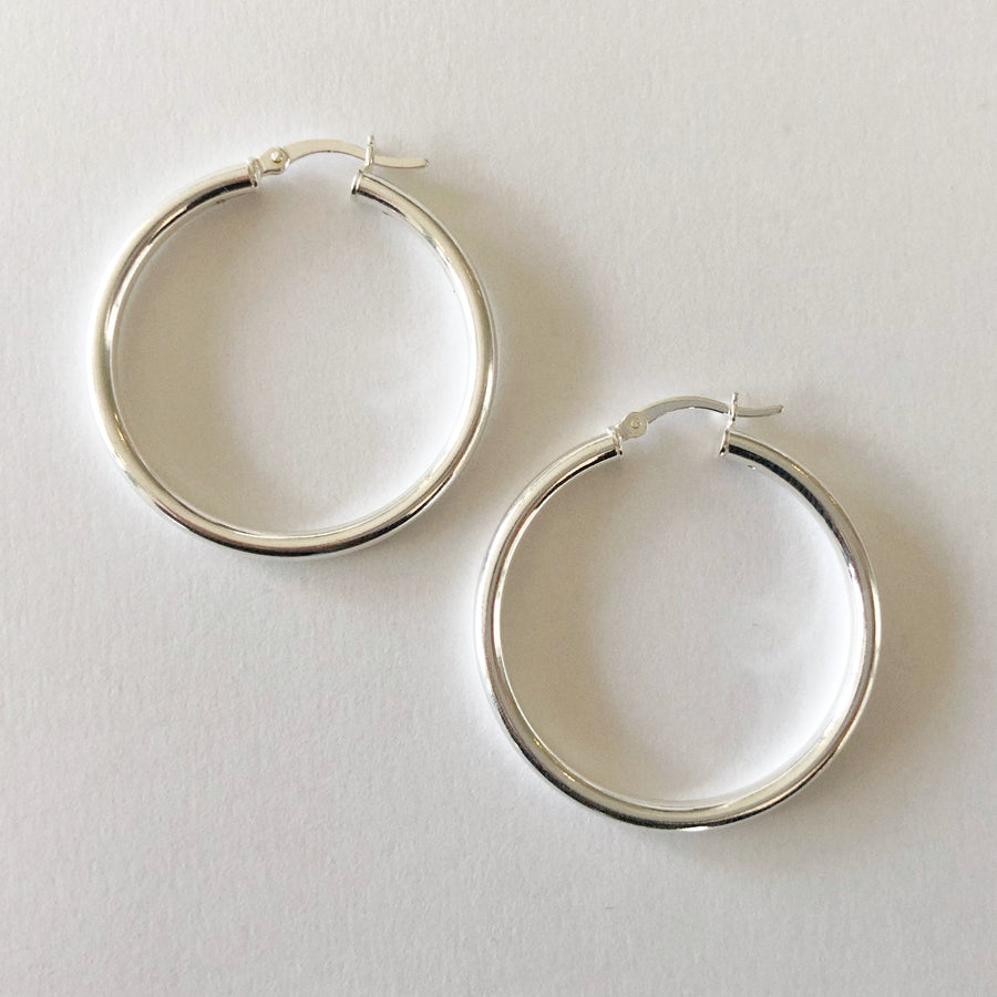 Plain Hoops Sterling Silver