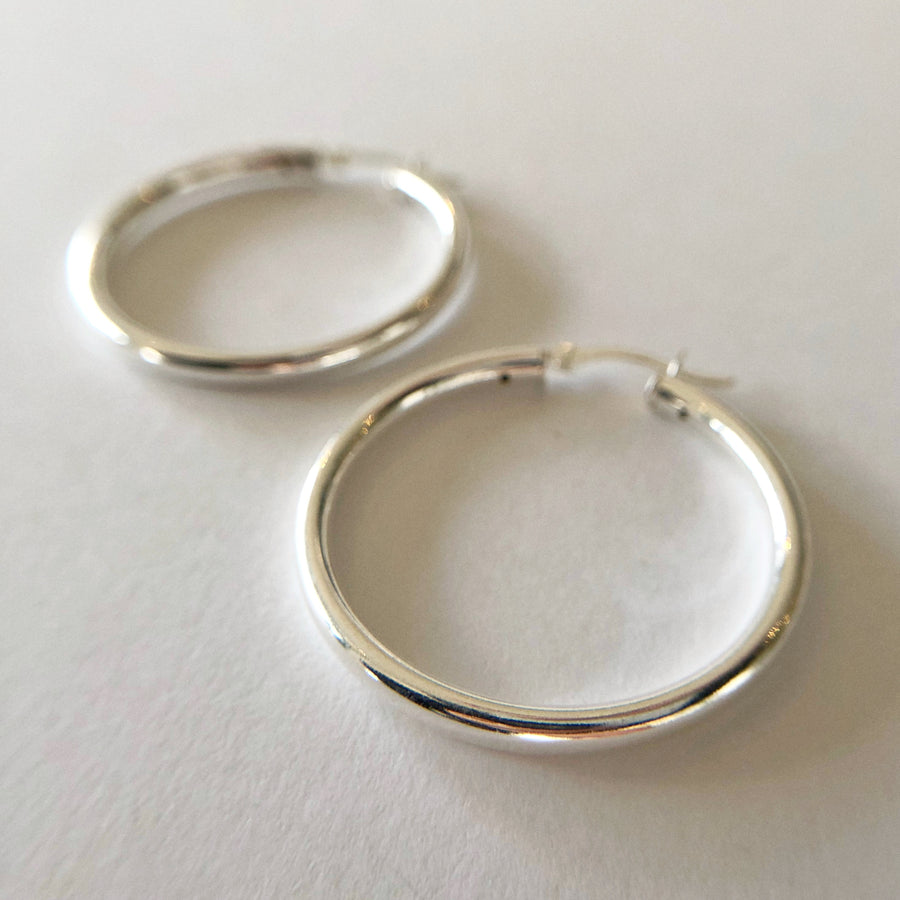 Plain Hoops Sterling Silver