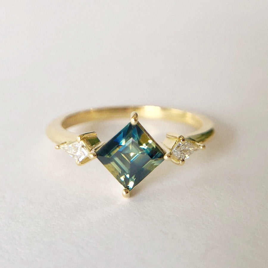 Princess and Kite Ring Australian Parti Sapphire and Diamonds