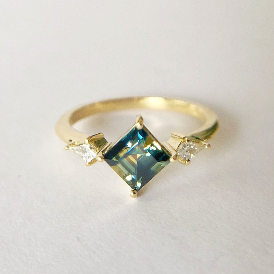 Princess and Kite Ring Australian Parti Sapphire and Diamonds