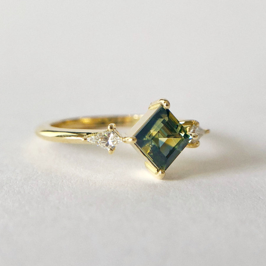 Princess and Kite Ring Australian Parti Sapphire and Diamonds