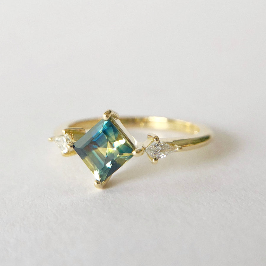 Princess and Kite Ring Australian Parti Sapphire and Diamonds