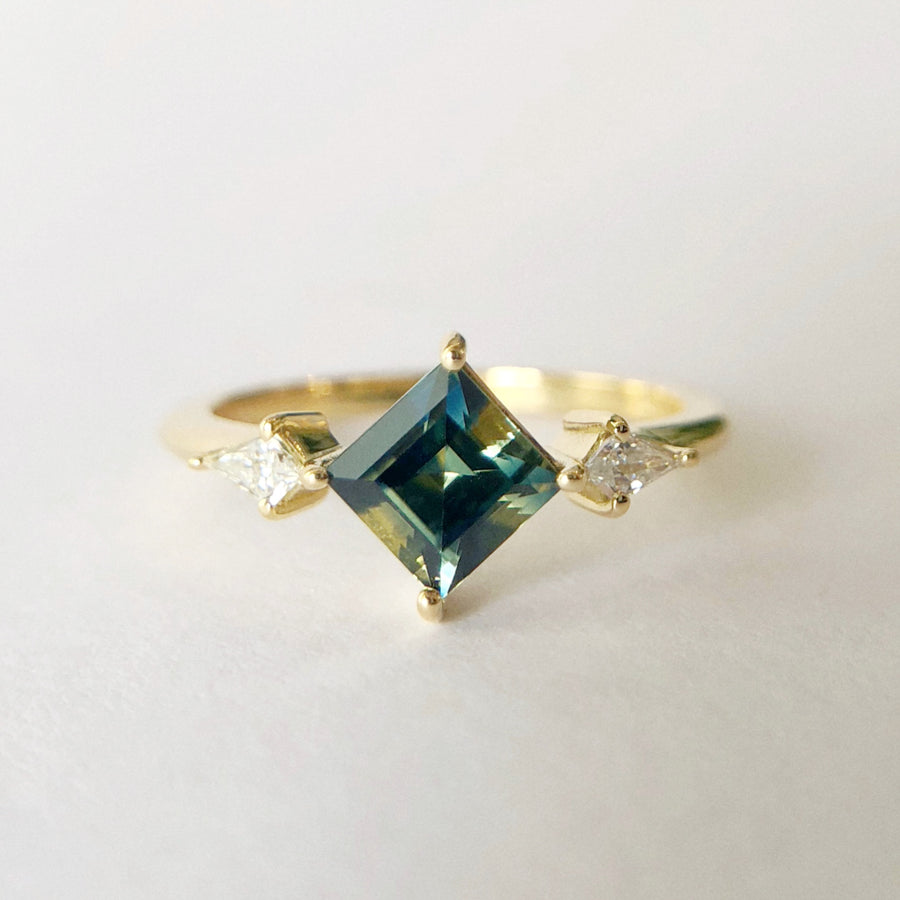 Princess and Kite Ring Australian Parti Sapphire and Diamonds