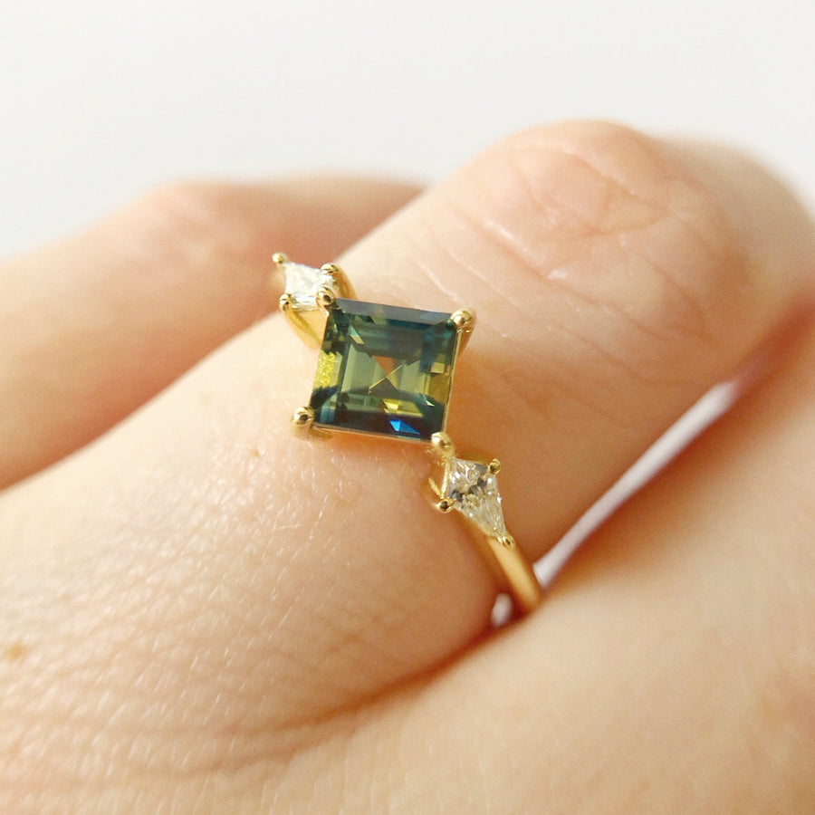 Princess and Kite Ring Australian Parti Sapphire and Diamonds