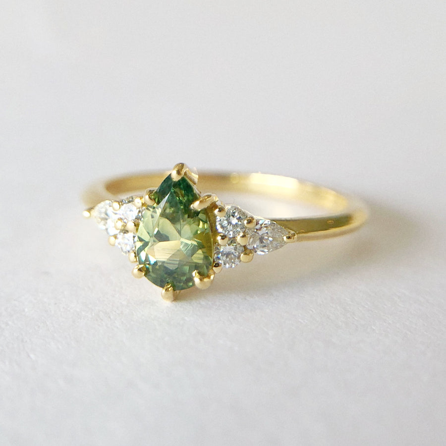 Sadie Pear Parti Sapphire Ring 3 with Diamonds
