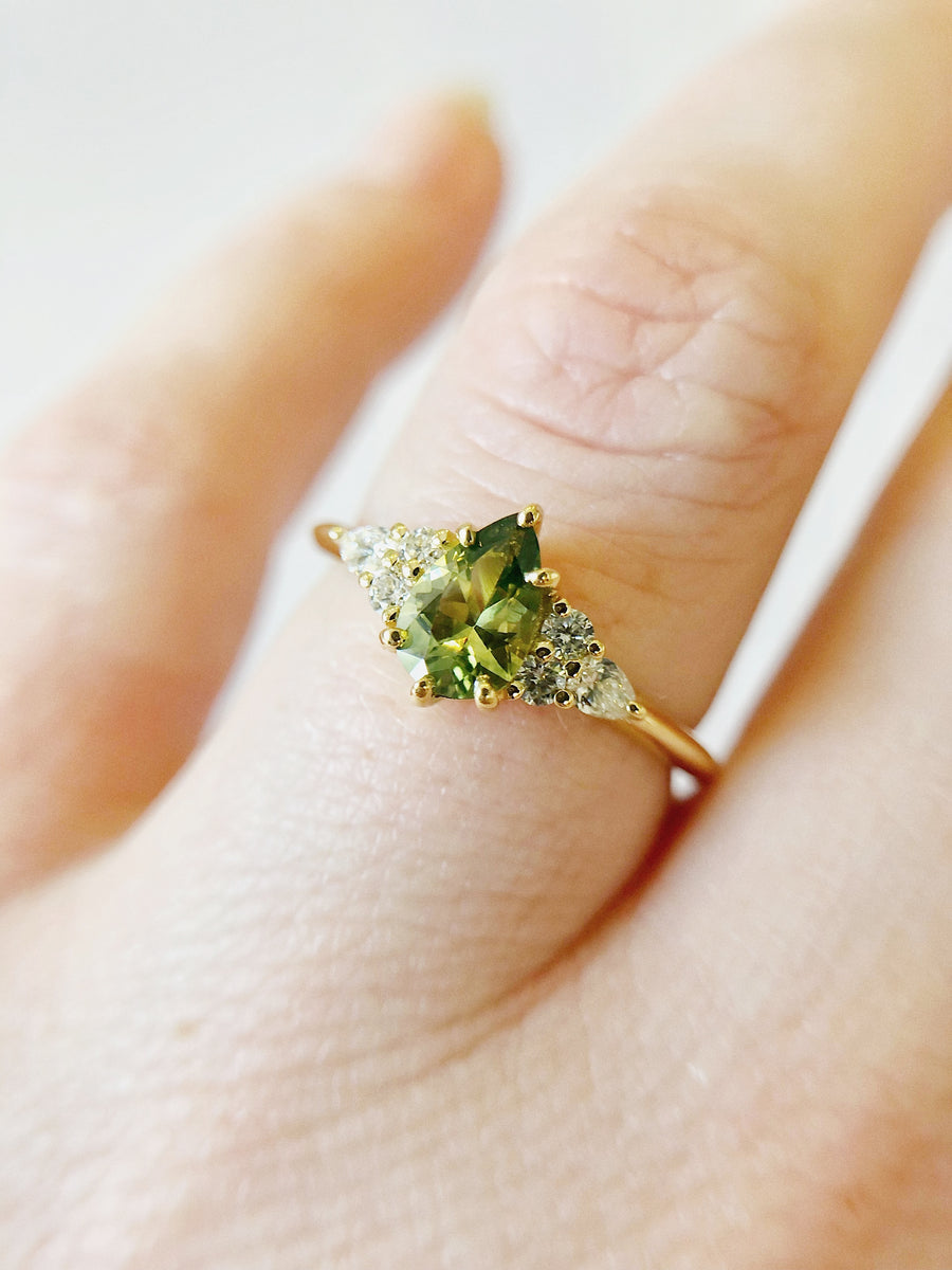 Sadie Pear Parti Sapphire Ring 3 with Diamonds