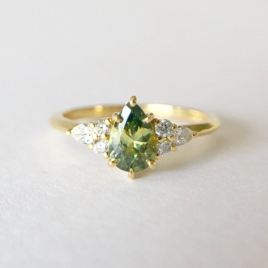 Sadie Pear Parti Sapphire Ring 3 with Diamonds