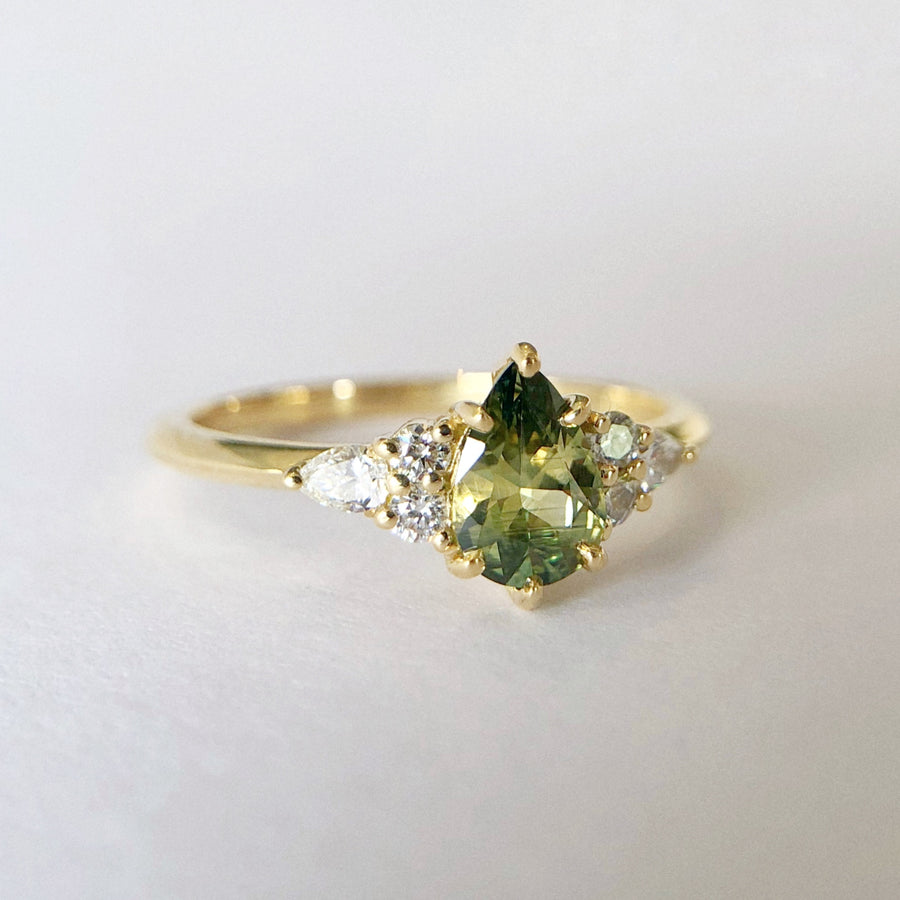 Sadie Pear Parti Sapphire Ring 3 with Diamonds
