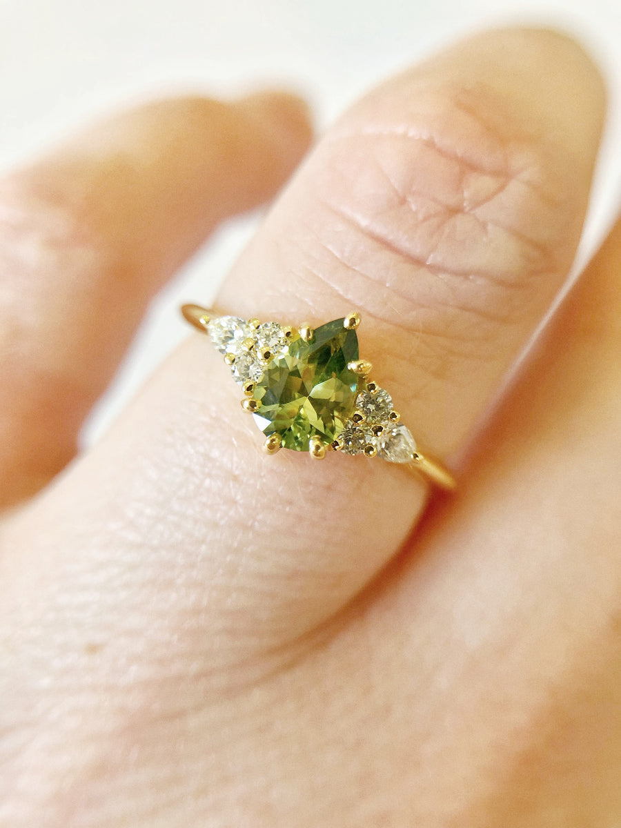 Sadie Pear Parti Sapphire Ring 3 with Diamonds
