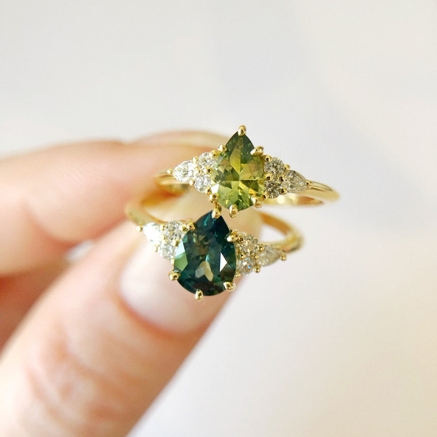 Sadie Pear Parti Sapphire Ring 4 with Diamonds